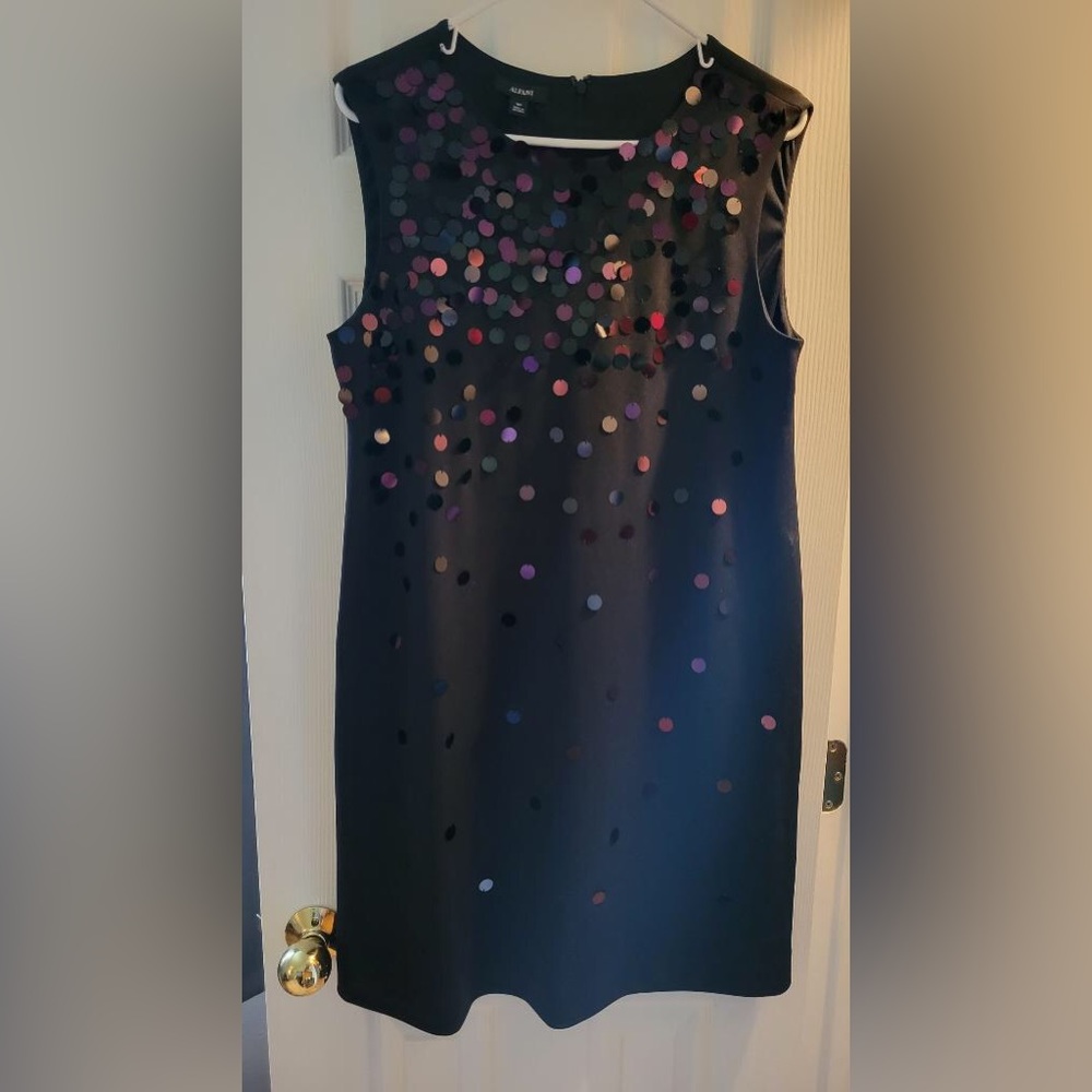 Women’s Alfani black sleeveless dress with colored sequins Near new worn once